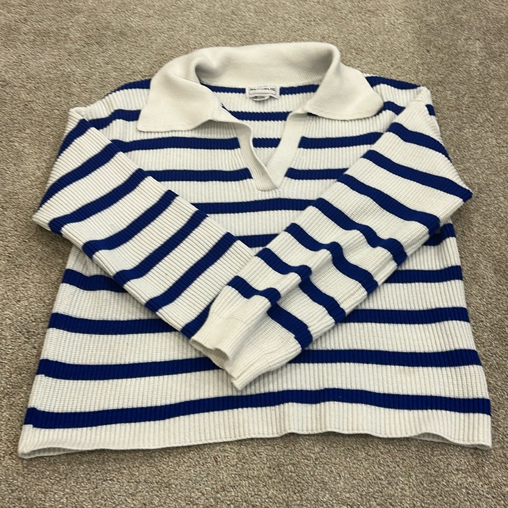 Blue and white sweater